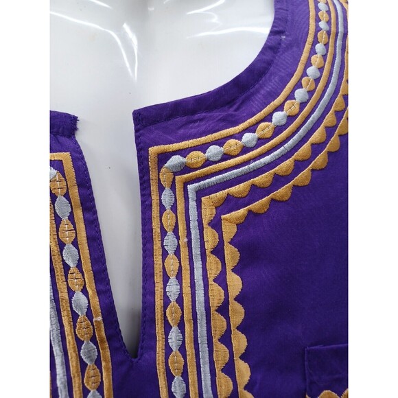 Kirat Mens Kameez Purple Pakistani Indian Qamees Shalwar Kurti Tunic F One Size - Picture 3 of 7